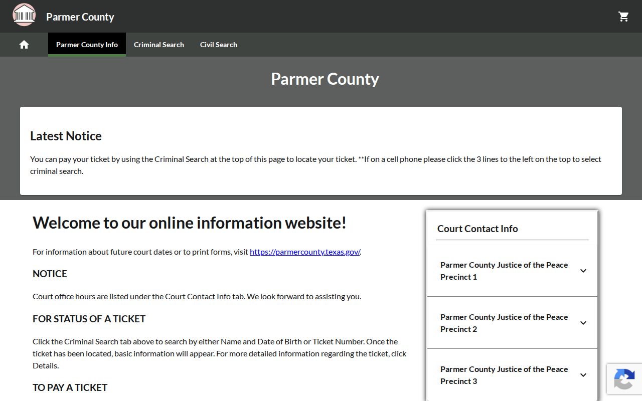 Parmer County traffic warrants: county-linked JP citation payment service