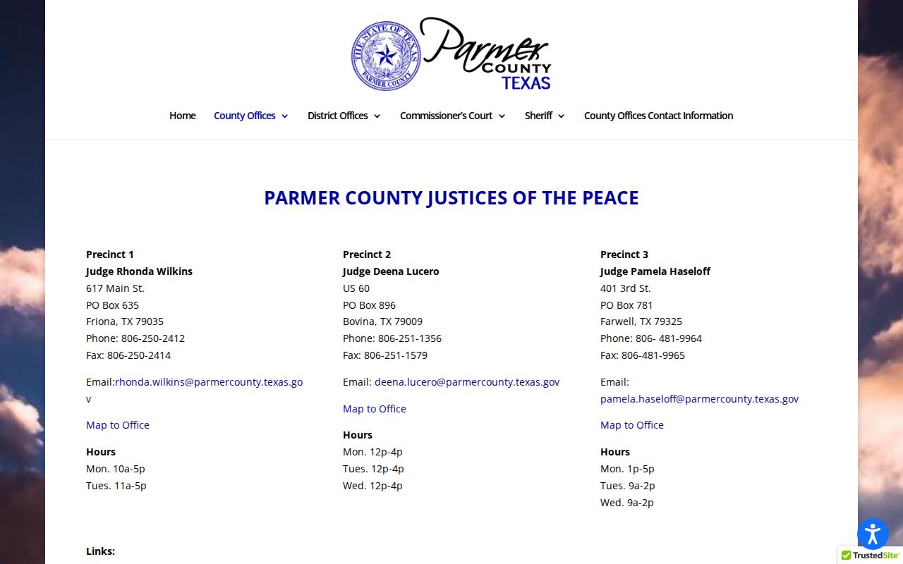 Parmer County warrant records: three Justice of the Peace court contacts